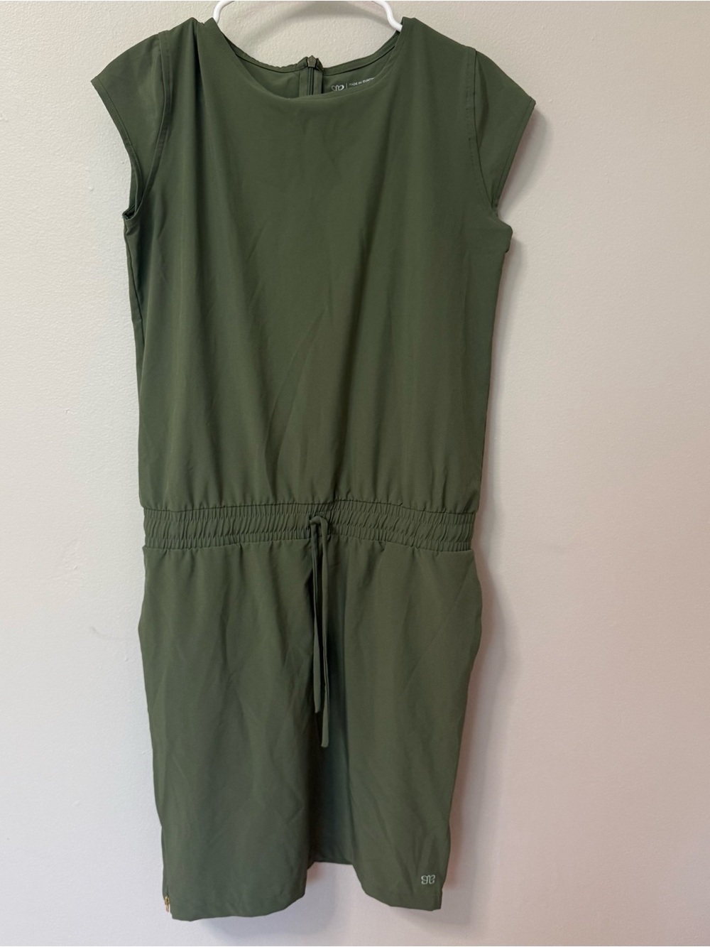 Albion Going Places Green Athletic Drawstring Pocket Athleisure Dress Small